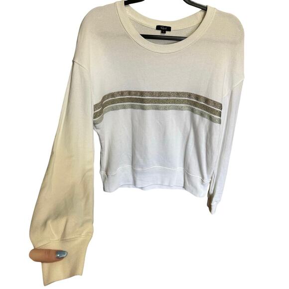 Rails Ramona Sweatshirt Metallic Stripe Crewneck Pullover White Size Large - Picture 5 of 11